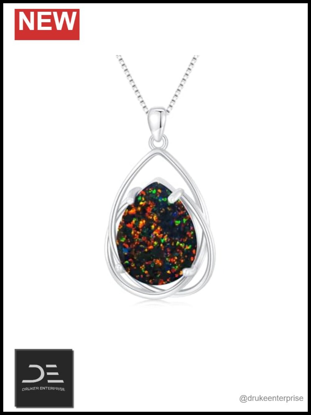 Teardrop Turquoise Pendant Necklace 925 Sterling Silver December Birthstone